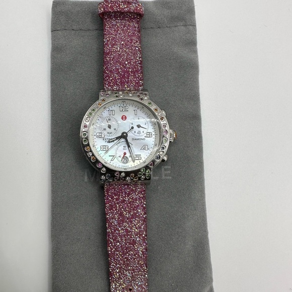 Michele Fleur Diamond Steel MOP Dial Ladies Quartz Watch MW04A13 (AUTHENTIC) - Picture 5 of 10